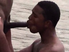 Negro, Mamada, Gay, Al aire libre