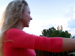 18, デカパイ, ブロンド, 軟体, 自然山雀, 一人, ティーン, オッパイの