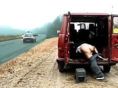 Amateur, Morena, Coche, Corridas faciales, Alemán, Al aire libre, Realidad, Clasico