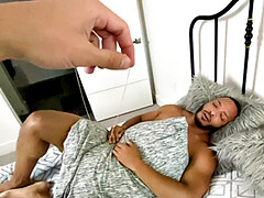 Mesmerized Black jock bareback fucked by BF at home