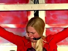 緊縛, ブロンド, ボンデージ, フェティッシュ, 開帳, ストッキング, 拘束