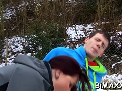 Bisexual, Mamada, Morena, Al aire libre, Trio