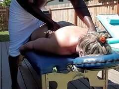 素人, ぽっちゃり, デカ尻, デカパイ, ブロンド, 異人種間, マッサージ, 淫乱熟女