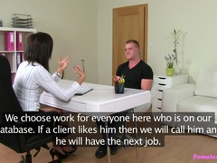 Leie, Blasen, Hundestellung, Frau, Lecken, Büro, Muschi