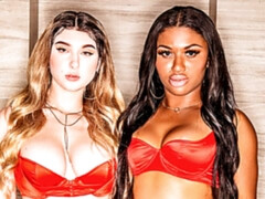 デカ尻, 黒人, ブロンド, フェラチオ, バック, 手コキする, 淫乱熟女, 三人