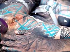 Extreme Double Anal for Tattooed Babe - Sloppy Blowjob, ATM & Huge Gapes