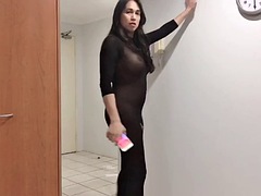 Amateur, Asiatique, Grosse bite, Gros seins, Lingerie, Masturbation, Transsexuelle, Solo
