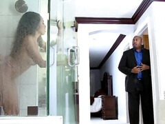 Ebony sweetie named Anya Ivy gets rammed under the shower