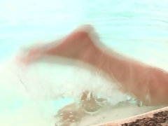 Get pervy poolside with Sandy!