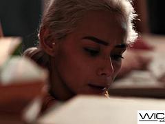 美女, デカチン, ブロンド, フェラチオ, 手コキする, ハードコア, ラティーナ, オッパイの