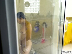 Cuarto de baño, Negro, Morena, Novia, Al aire libre, Pov, Ducha, Tetas