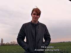 Amateur, Corridas, Europeo, Gay, Pajear, Al aire libre, Pov, Público