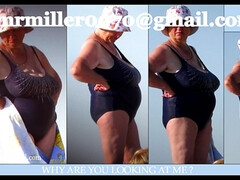 Gorda, Playa, Tetas grandes, Bikini, Abuelita, Desnudo, Coño, Voyeur