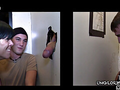 Amateur straight fooled into gay gloryhole BJ before cumshot