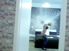 Leie, Blondine, Blasen, Schwanz, Hardcore, Lingerie, Geld, Strümpfe