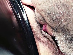 Nice licking of my pussy in latex catsuit