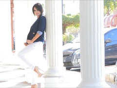 ドレス, ヒール, 公共, 一人, スカートのぞき