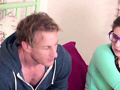 Amerikaans, Stel, Brillen, Klein, Kousen, Zuigen, Taboe, Tiener