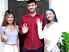 素人, アジア人, フェラチオ, 女 人男 人, ガリガリ, ティーン, 三人, オッパイの