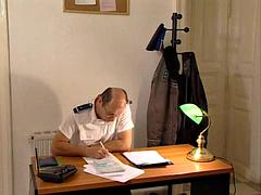 Michelle Wild and Adriana Russo - Group sex in office: Blowjob, Anal  Brunette Porn