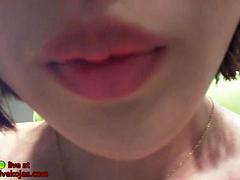 Aziatisch, Lieveling, Grote mammen, Koreaans, Masturbatie, Alleen, Tieten likken, Webcamera