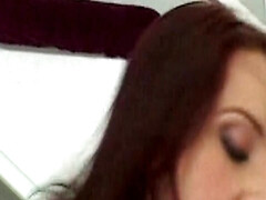 Petite redhead Dani Woodward gives a steamy blowjob in lingerie to Cheyne Collins