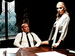 Grosser schwanz, Grosse titten, Blondine, Behaart, Lecken, Milf, Büro, Muschi