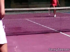 Fourway teens pussyfucked on tennis court