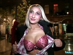 Leie, Blondine, Blasen, Geld, Im freien, Pov, Öffentlich