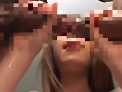 Sperma shot, Seksspeelgoed, Sperma in gezicht, Japaans, Trio, Tieten likken, Speelgoed