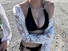 素人, 美女, ビキニ, 大学生, 彼女, 日本人, プール, 公共