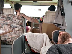 アナル, デカチン, フェラチオ, 車, イく瞬間, ゲイ, ピアス, タトゥー