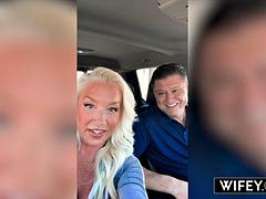 デカチン, 黒人, ブロンド, フェラチオ, 中出し, 異人種間, 淫乱熟女, オッパイの