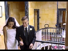 Watch these horny brides get down with one last guy in a wild threesome with big tits and see-through bodied sluts