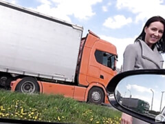 デカ尻, デカチン, デカパイ, フェラチオ, 茶髪の, 車, バック, 淫乱熟女