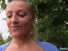 Leie, Blondine, Geld, Im freien, Pov, Öffentlich, Realität, Titten