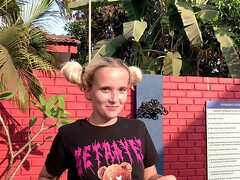 Amateur girl with a skinny body bouncing on a stiff dong