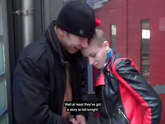 Leie, Blasen, Sperma im mund, Hardcore, Hd, Öffentlich, Rotschopf, Dürr