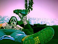 Halloween Fishnet Footjob Solejob With Spankmyfeet