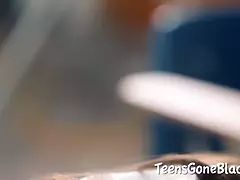 Thick ebony penis penetrates skinny whore