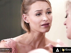 Nana, Gros seins, Blonde, Plantureuse, Doigter, Léchez, Chatte, Adolescente