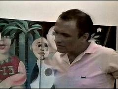 Topaz watches a man jerking off and helps him keep his cock hard by giving him a blowjob and giving him her pussy to