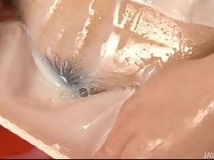 Asiático, Peludo, Japonés, Masturbación, Coño, Solo, Uniforme, Mojado
