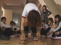 Honey asian harlot in real gangbang performance