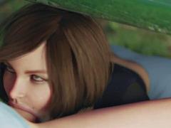 At a sunny picnic, big ass MILF Cora sneaks under the table to blow stepson while her husband is seated right next to them!