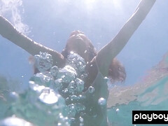 Naked Russian teasing under the water