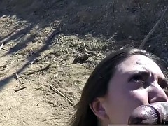 Nana, Sucer une bite, Tir de sperme, Faciale, Interracial, Mamelons, De plein air