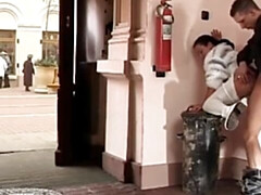 アナル, お尻, 茶髪の, 顔射, アウトドア, 公共, 現実, フェラする