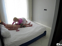 18, 素人, ブロンド, フェラチオ, カップル, 自家製, タトゥー, ティーン