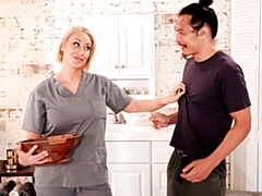 デカ尻, デカチン, ブロンド, フェラチオ, バック, 淫乱熟女, ショートヘア, オッパイの